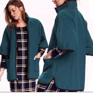 Wool Blend Short Sleeve Full Zip Oversized Jacket Size S